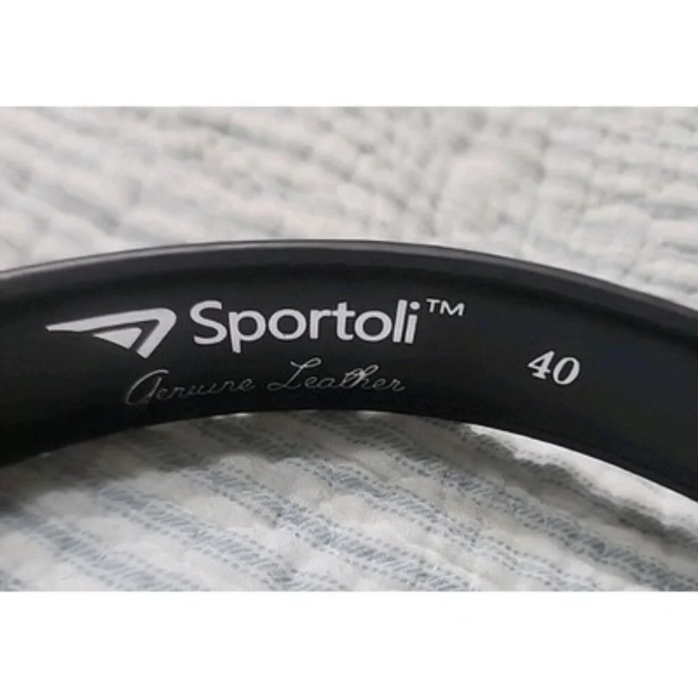 Sportoli Classic Leather Belt Black Single Prong silver Buckle Mens Belt Size 40